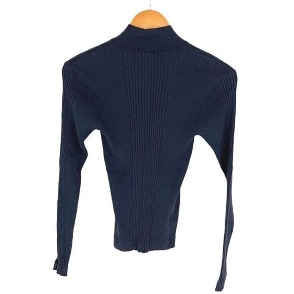 Sugar Products Womens Ribbed Half Button Long Sleeve Knit Top‎ Navy Size XSmall - Picture 3 of 7